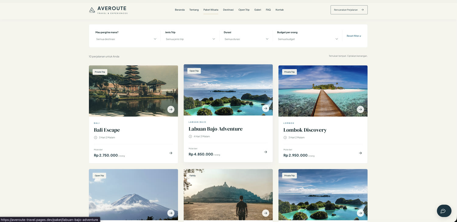 Katalog paket wisata Averoute Travel